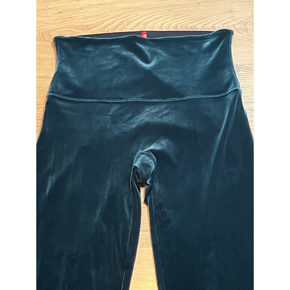 Spanx Velvet Leggings Womens 1X Green High Rise Pull On Slimming Pants Holiday - Picture 3 of 10